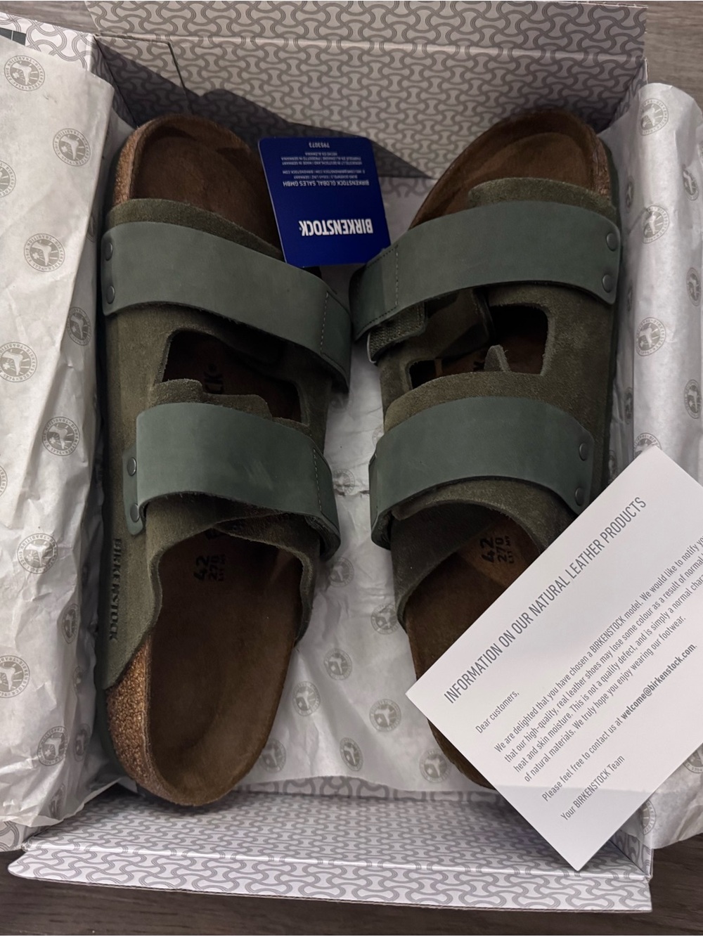 Birkenstock Men's Olive Green Arizona Two-Strap Sandals